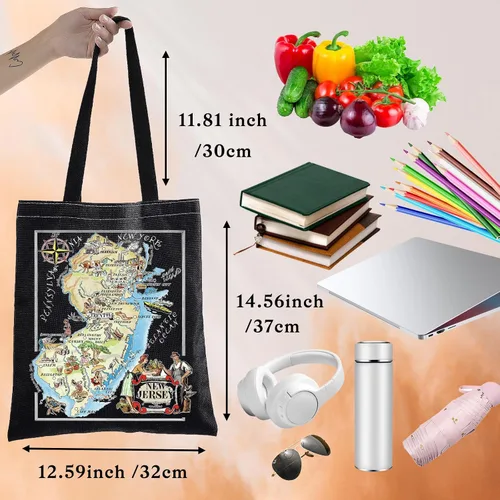 Vista 3 de BWWKTOP Jersey State Tote Bag - Bolsas reutilizables para recuerdos y viajes