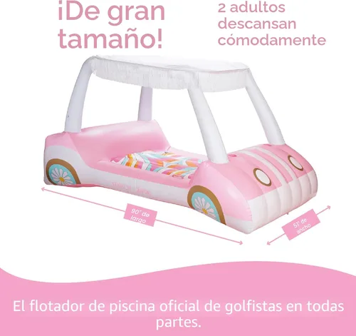 Vista 7 de FUNBOY Giant Inflatable Luxury Golf Cart Pool Float, Two Cup Holders, Removable Fringe Shade, Float for Summer Pool Party and Entertainment Carrito