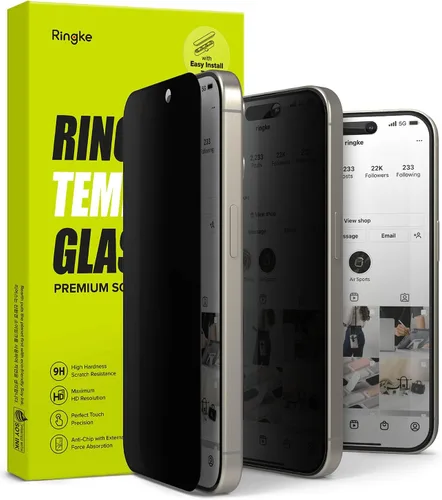 Vista 12 de Ringke Vidrio de privacidad [siéntete mejor en público] compatible con iPhone 15, fácil de instalar, compatible con fundas, protector de pantalla