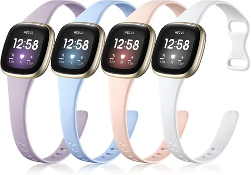 Vista 12 de Getino Compatible con Fitbit Versa 3/Versa 4 Bandas/Sense/Sense 2 Bandas para Mujer y Hombre, Accesorios de Banda Deportiva Fina y Duradera, Pequeña