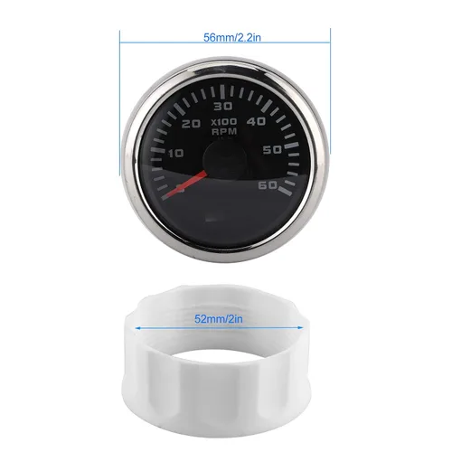 Vista 3 de KIMISS 2.047 in 6000RPM LCD tacómetro medidor para motocicleta auto motor fuera de borda, construcción ry, medidor digital RPM con contador