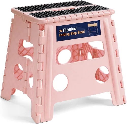 Vista 26 de Flottian Taburete plegable de 13 pulgadas para adultos y niños con capacidad para hasta 300 libras, taburetes plegables antideslizantes con asa