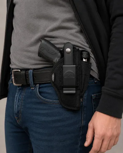 Vista 5 de Funda táctica de nailon para pistola OWB con rotura de pulgar, compatible con Smith & Wesson 39 59 99 411 439 459 539 559 639 639 659 909 915 3904