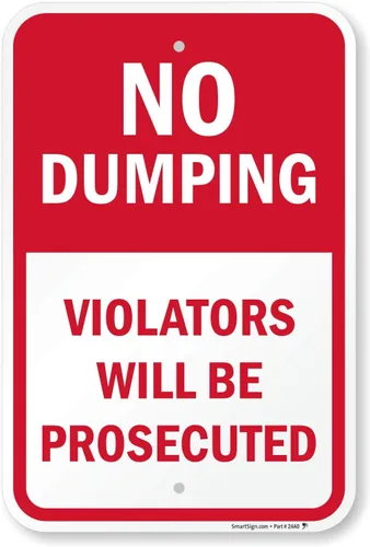 Vista 12 de SmartSign Letrero de metal con texto en inglés "No Dumping Violators Will Be Prosecuted", 14 x 10 pulgadas, aluminio laminado a prueba de óxido