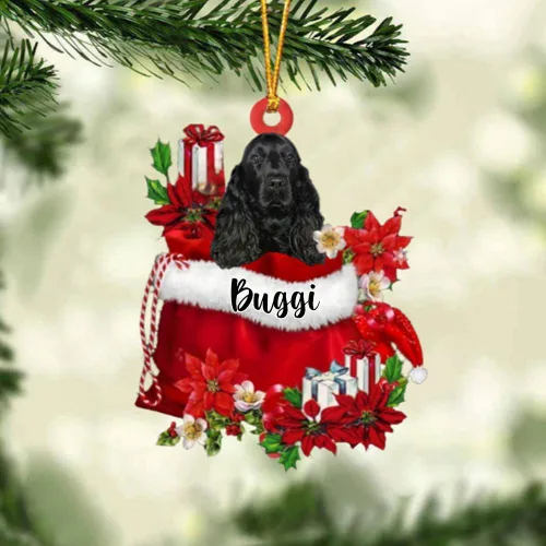 Vista 170 de Perro Akita Inu personalizado en bolsa de regalo, adorno de Navidad, nombre personalizado, regalo para amantes de los perros, familia, Navidad