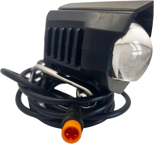 Vista 7 de Faro plegable para bicicleta eléctrica de montaña, conector macho de 3 pines, luz delantera de bicicleta de 36 V a 48 V, con 80-100 db, faros