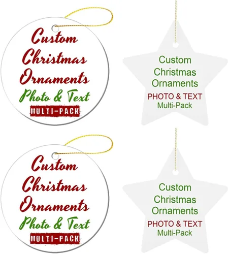 Vista 9 de Adornos de Navidad personalizados, texto fotográfico, haz tu propio adorno de cerámica de porcelana, regalo de recuerdos para decoración de Navidad
