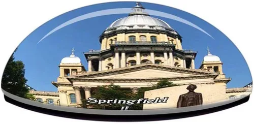 Vista 3 de Springfield Illinois State Capitol USA Magnet Travel Souvenir 3D Crystal Glass Collection Gift Refrigerator Sticker