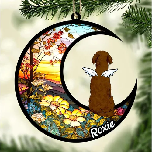 Vista 616 de LOVELYPOD Adorno de Navidad personalizado para perro Basset Hound (marrón) Basset Hound (marrón) adorno para atrapasoles de perro, razas de perros