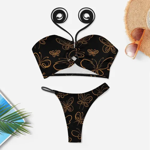 Vista 3 de Florally Bikini Sets for Women Two Piece String Bikinis Swimsuit Triangle Bathing Suit