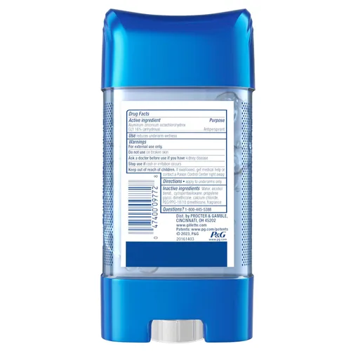Vista 8 de Gillette Advanced Clear Gel Antitranspirante Cool Wave Paquete de 5 unidades de 3.8 onzas de peso neto de 19 onzas