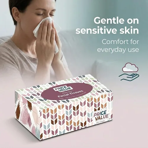 Vista 6 de Price Value Cajas de pañuelos faciales, 230 hojas por caja, 8 cajas. Premium suave, suave y duradero en una caja elegante, 1,840 hojas