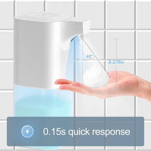 Vista 9 de Dispensador automático de jabón espumoso, espuma ajustable de 4 niveles, dispensador automático de jabón de manos de 11.8 fl oz, recargable