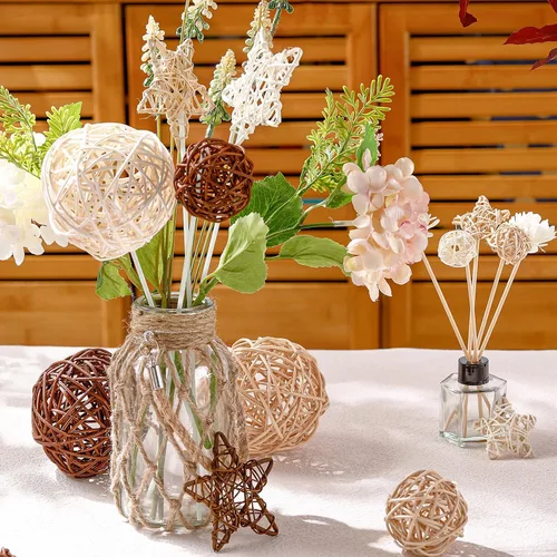Vista 3 de Chunful 22 bolas decorativas para cuencos de centro de mesa, bolas de ratán de mimbre, rellenos de jarrón para manualidades, fiestas, decoración