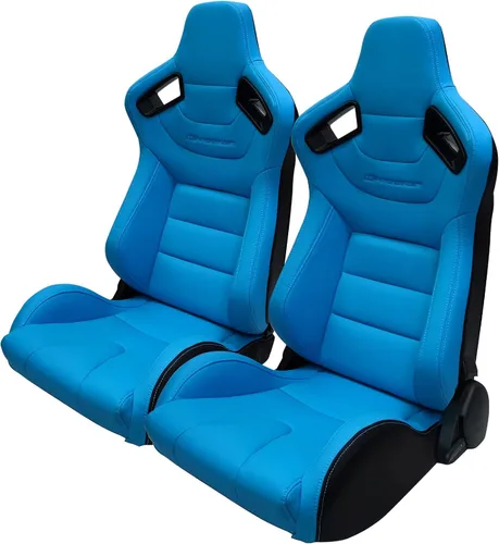 Vista 39 de IKON MOTORSPORTS, Asiento universal de carreras PU + cuero de carbono + gamuza, con deslizadores dobles, asiento deportivo reclinable negro