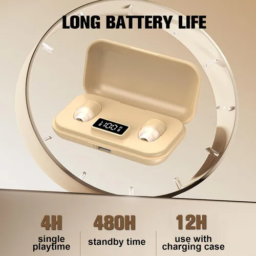 Vista 4 de Auriculares pequeños invisibles pequeños inalámbricos Bluetooth para orejas pequeñas, cancelación de ruido, auriculares suaves TWS Sleep Mini