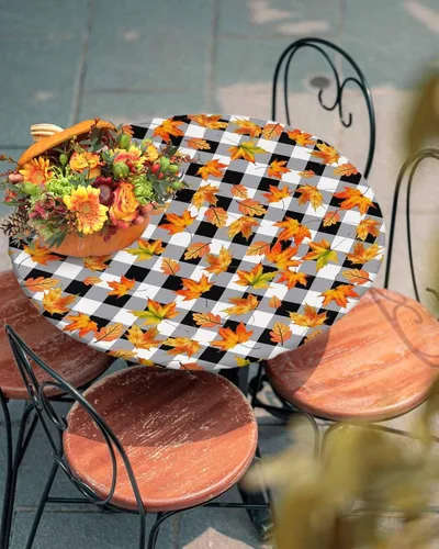 Vista 41 de Mantel Ajustado de Hongos para Mesa Redonda, Cubierta de Mesa de Cocina Botánica Pastoral Floral con Borde Elástico Tela Impermeable, Cubiertas Negro