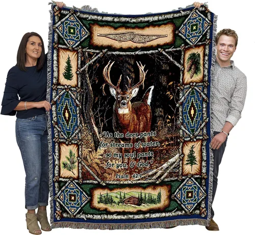 Vista 14 de Pure Country Weavers - Manta tejida con flecos, decorativa / tapete, de Antler Lodge, con diseño de osos, vida silvestre, cabaña del lago, regalo