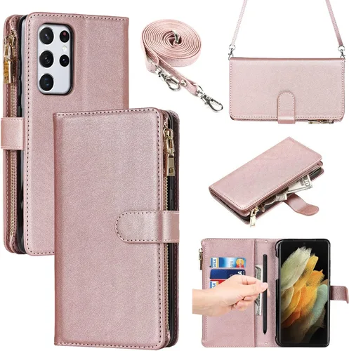 Vista 19 de iCoverCase para Samsung Galaxy S21 Funda tipo cartera con soporte para tarjetas, funda de cuero sintético con función de soporte, cierre magnético