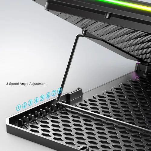 Vista 6 de Sanpyl Almohadilla de enfriamiento para laptop, enfriador de laptop con 10 ventiladores turbo para portátiles de 12 a 19 pulgadas, 5 velocidades