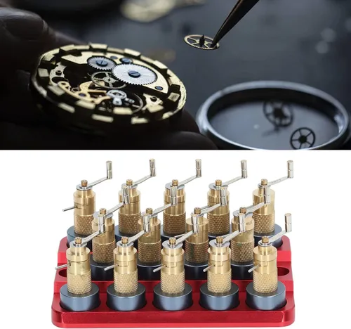 Vista 3 de FTVOGUE 14PCS Reloj Mainspring Winder Aleación de Aluminio Reloj Herramienta de Mantenimiento de Primavera Principal con Base para Relojero