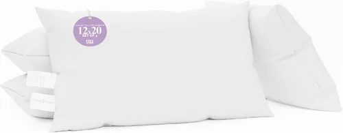 Vista 13 de Looms and Linens - Juego de 4 almohadas lumbares de 12 x 16 pulgadas con relleno alternativo de plumón, almohada hecha en Estados Unidos