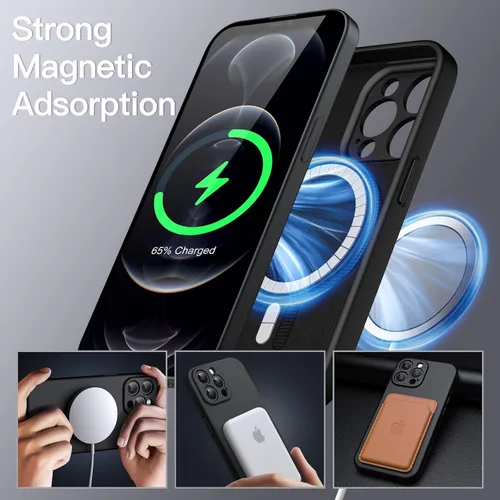 Vista 3 de JETech Funda magnética de silicona para iPhone 12 Pro Max de 6.7 pulgadas, compatible con MagSafe, cubierta de teléfono con protección completa