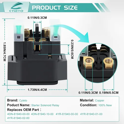 Vista 2 de Bruin 350 Relé solenoide de arranque para Yamaha Rhino 660 450 Raptor 660