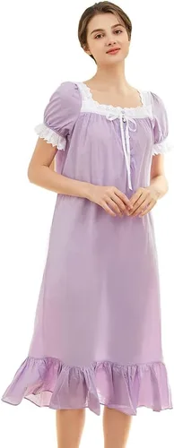 Vista 13 de Sharebeauty Camisón vintage 100% algodón para mujer, estilo victoriano retro
