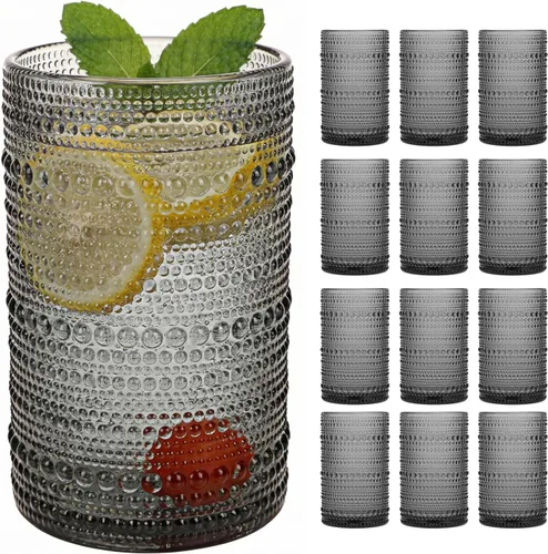 Vista 29 de Moretoes - Juego de 6 vasos de cristal vintage con forma de hobuña, color azul