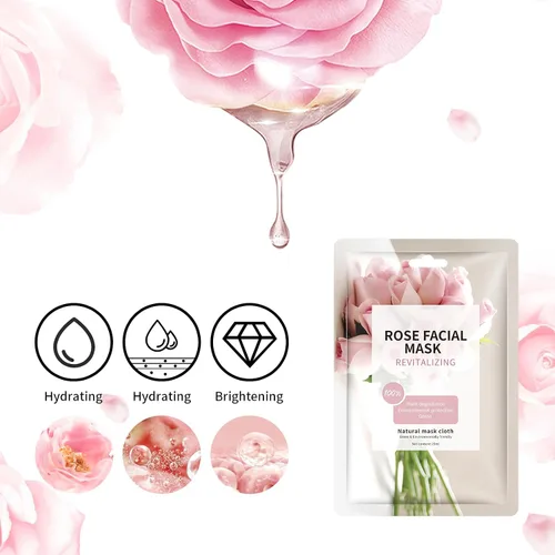Vista 6 de Mascarilla facial para el cuidado de la piel, antienvejecimiento, mascarillas faciales de belleza, mascarillas de hoja de rosa para cara, máscaras