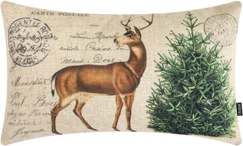 Vista 11 de TRENDIN Funda de almohada de Navidad de 18 x 18 pulgadas para sofá, casa de campo, decoración de invierno, funda de cojín cuadrada de lino