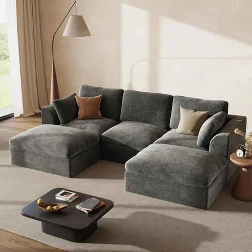 Vista 21 de Sofás seccionales Cloud de 110 pulgadas para sala de estar, sofá convertible sin hueso en forma de L con otomana, juego de sofá modular de gran