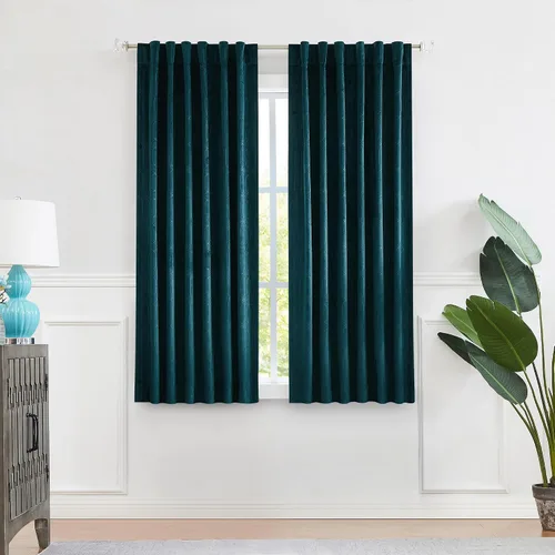 Vista 19 de Paneles de cortinas opacas de terciopelo gris oscuro para ventana, reducción de ruido, 90% de oscurecimiento de la habitación, bolsillo para barra
