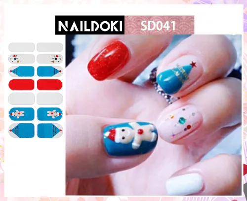 Vista 4 de Calcomanías de uñas, 6 hojas x 14 piezas de tiras de esmalte de uñas, calcomanías de gel autoadhesivas para mujeres y niñas