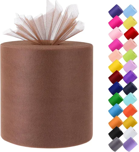 Vista 35 de Rollo de tela de tul, 6 pulgadas por 200 yardas (600 pies), carrete de tela de organza de tul para bricolaje, falda tutú, decoración de baby shower
