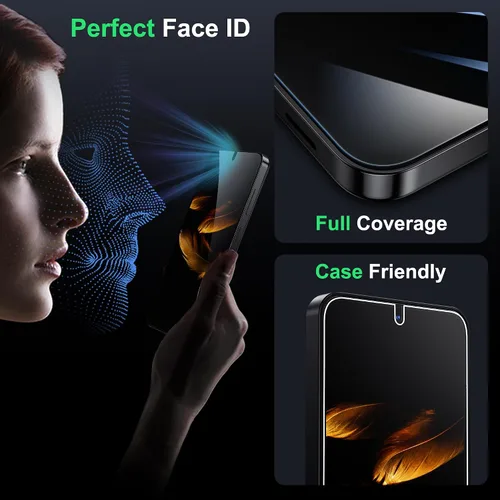 Vista 5 de WSKEN Protector de pantalla para Samsung Galaxy S24 Plus, eliminación automática de polvo, soporte de desbloqueo de huellas dactilares, cobertura