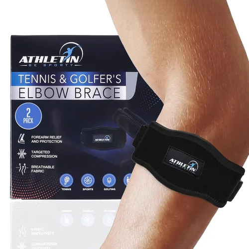 Vista 9 de Correa de apoyo de compresión para codo para tenis, alivio del dolor de codo de golfista, tendinitis, lesiones deportivas, 1 paquete Targeted