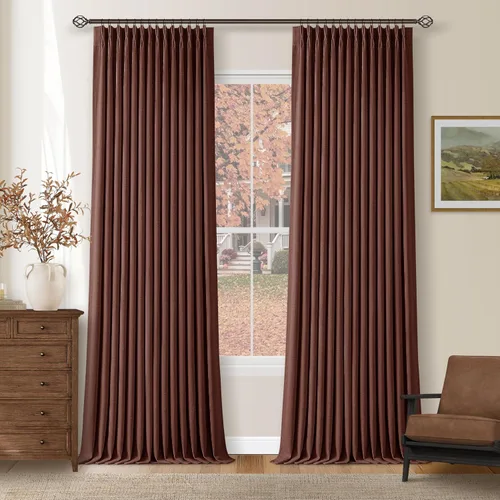 Vista 230 de Juego de 2 paneles de cortinas plisadas negras de 80 pulgadas para sala de estar, cortinas plisadas de lino con forro de 80 pulgadas de largo, 100%