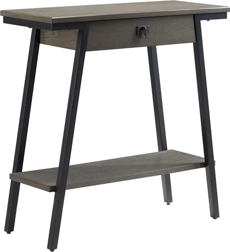 Vista 13 de Leick Home 214338 Empiria Mesa consola de madera con marco de metal para sala de estar, entrada, dormitorio, gris