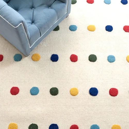 Vista 7 de SAFAVIEH Colección Kids - Alfombra de pasillo de 2 pies 3 pulgadas x 6 pies, marfil, lana de lunares hecha a mano, ideal para zonas de alto tráfico