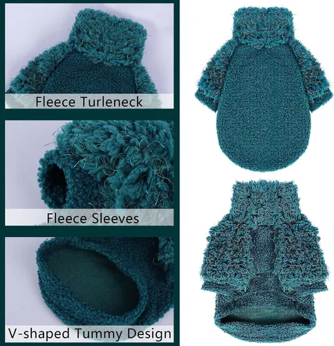 Vista 5 de Suéteres pequeños para perros, ropa para perro, suéter para cachorros, suéter para chihuahua, perro salchicha, Yorkie, suave, grueso, cálido, suéter