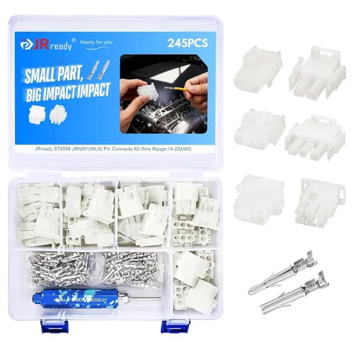 Vista 7 de JRready ST6512 Kit de conectores de 160 piezas 2.13mm 2Pin 3Pin para cables, conectores de engarce para terminales eléctricos ajustados, 14-20AWG