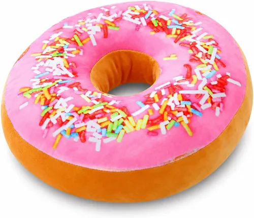 Vista 10 de ChezMax Almohada redonda de 16 pulgadas, suave cojín decorativo con forma de rosquilla de chocolate, cómodo cojín de felpa divertido y lindo relleno