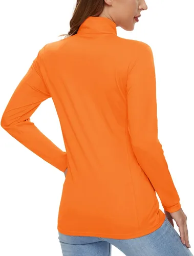 Vista 3 de CRYSULLY Camisas de manga larga para mujer, protección solar, cremallera de 14, de verano, de secado rápido