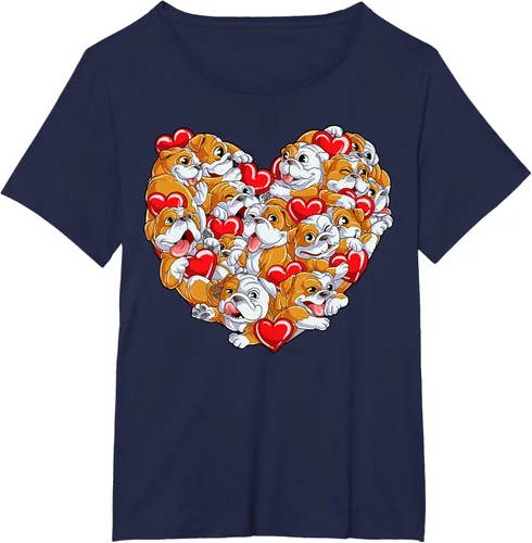 Vista 15 de Camiseta inglesa para el día de San Valentín con diseño de corazón y perro amante de los niños Negro