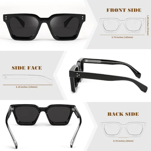 Vista 3 de FEISEDY Gafas de sol polarizadas para hombre y mujer, marco grueso cuadrado, rectangular, UV400, gafas de sol B2396