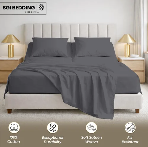 Vista 7 de SGI bedding Juego de sábanas King de 36 pulgadas, 100 % algodón egipcio, 1000 hilos, sábana superior flexible para cama ajustable, juego de sábanas