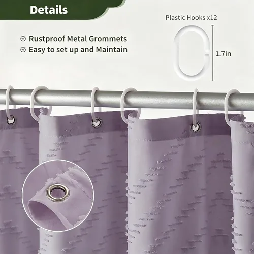 Vista 183 de Cortina de ducha Siiluminisoy de 36x72 beige, cortina de ducha de tela de tamaño pequeño, cortinas de ducha de tela con tufting, diseño chevron a