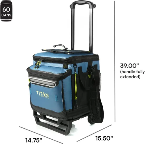Vista 8 de Titan by Arctic Zone Collapsible Wheeled Soft Sided Cooler with Detachable Rolling AT Cart, Insulated Bag with Leak Proof Lining, for Travel, Beach